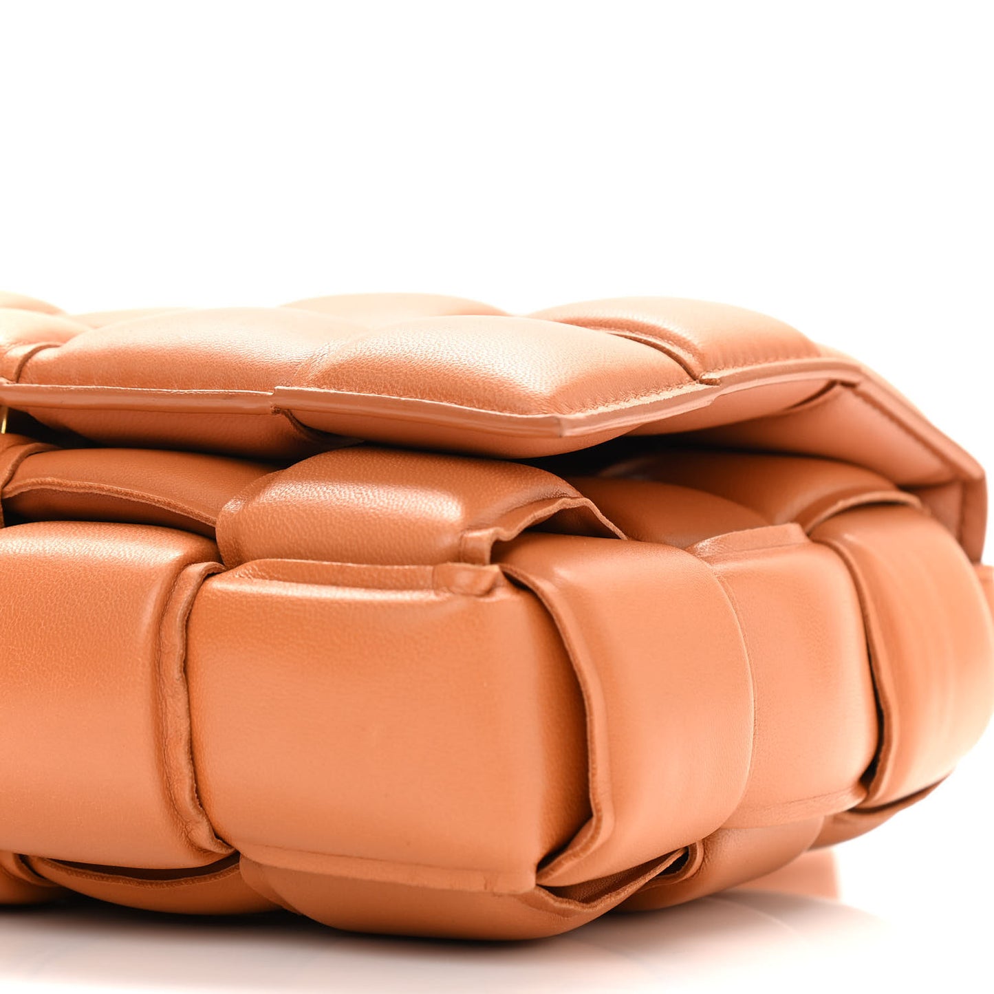 Nappa Maxi Intreccio Padded Cassette Crossbody Bag Caramel