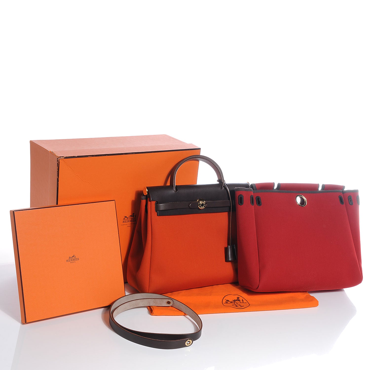 Hermes Toile Herbag PM 30 Orange and Red 5 of 10
