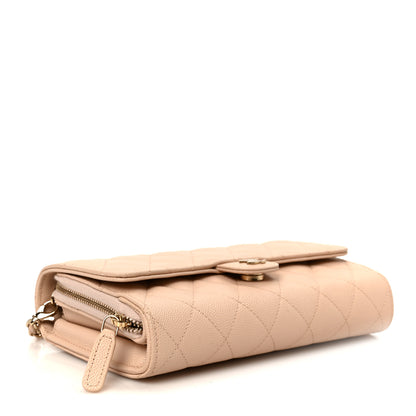 Chanel Caviar Quilted Phone Holder Wallet on Removable Chain Light Beige 4 of 13