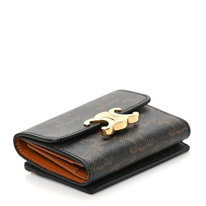 Celine Canvas Triomphe Compact Wallet Tan 5 of 8