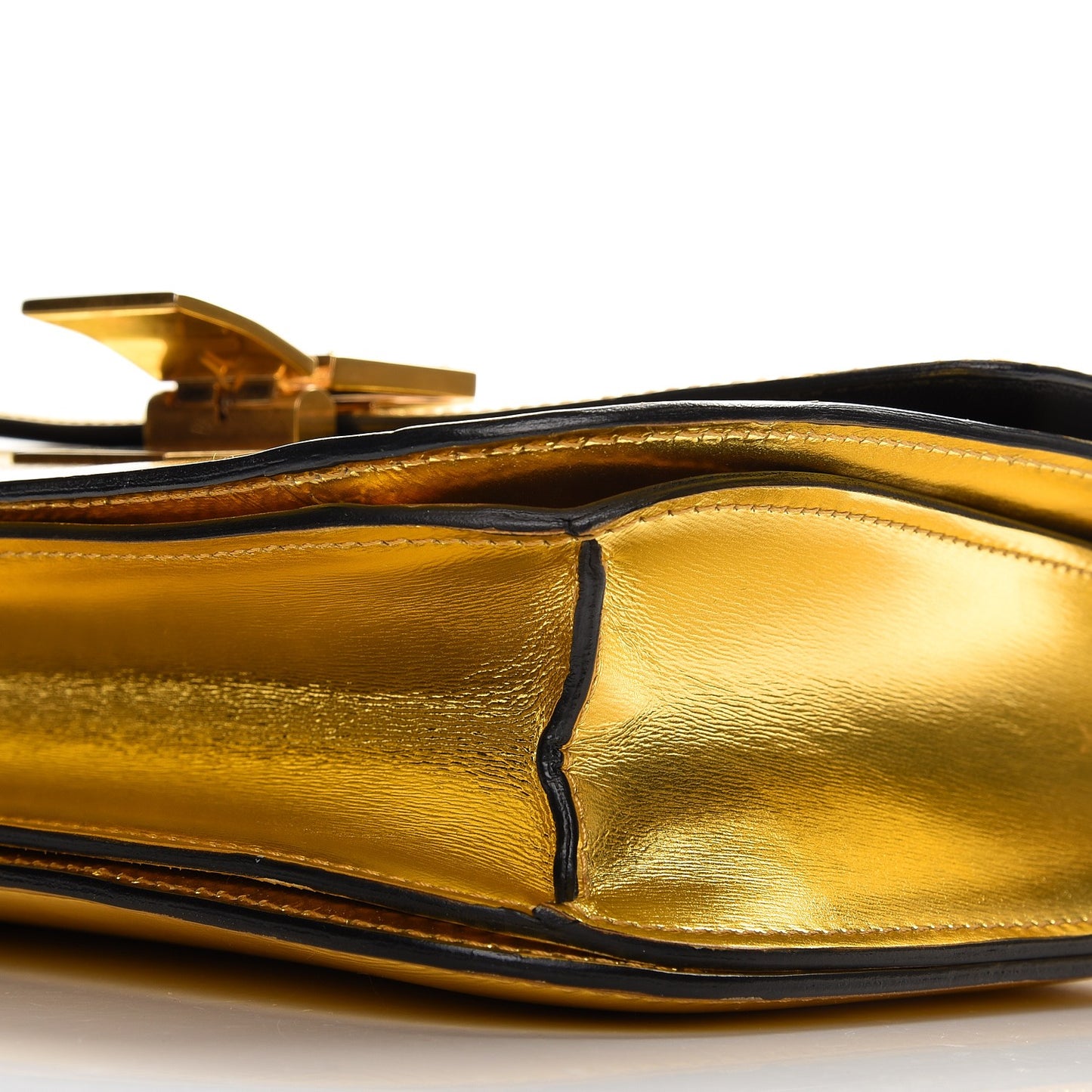 Metallic Box Calfskin Medium Classic Box Flap Bag Gold