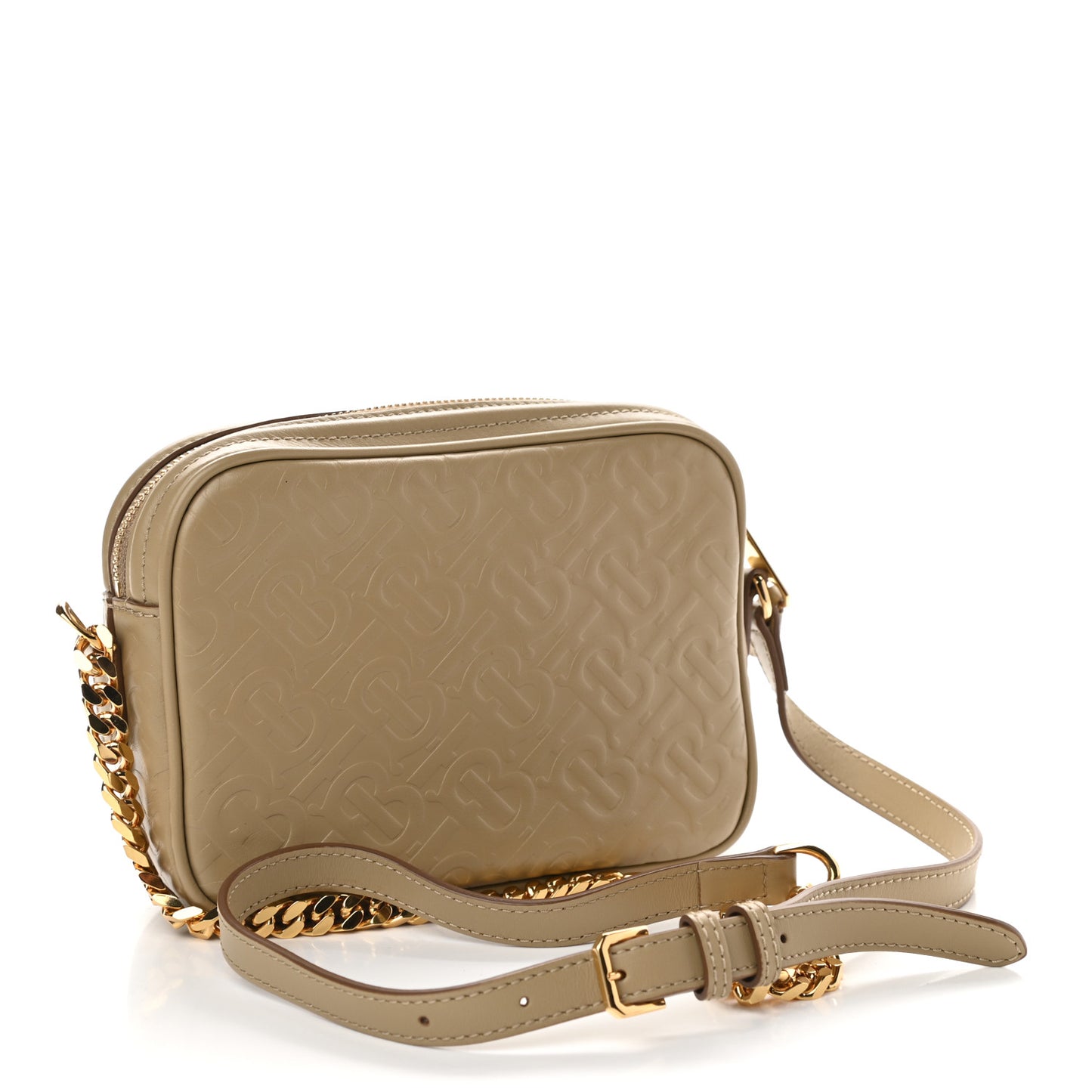 Calfskin Embossed Monogram Camera Chain Bag Honey