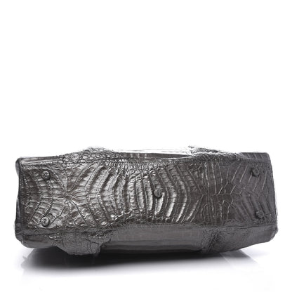 Nancy Gonzalez Metallic Crocodile Snakeskin Shoulder Bag Silver Gold 3 of 8