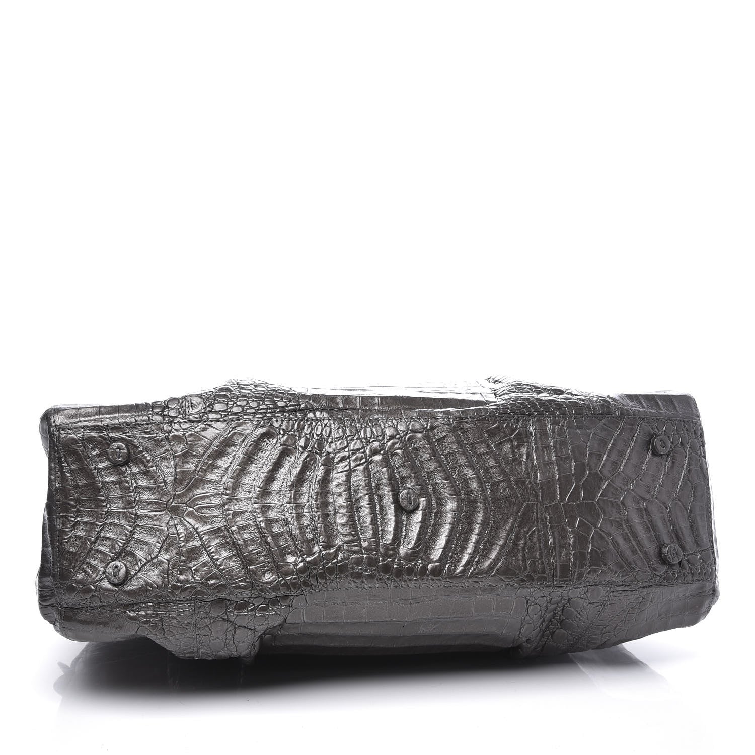 Nancy Gonzalez Metallic Crocodile Snakeskin Shoulder Bag Silver Gold 3 of 8