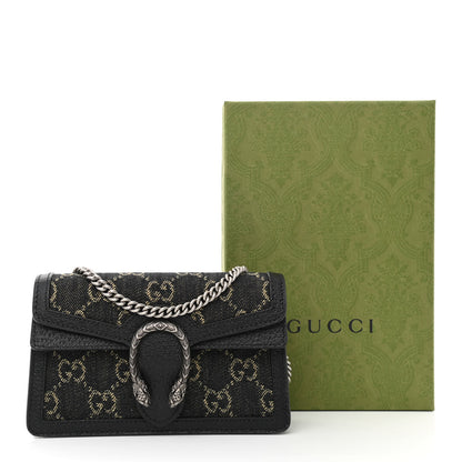 Gucci Jacquard Black Denim GG Monogram Super Mini Dionysus Shoulder Bag Black Ivory 10 of 10