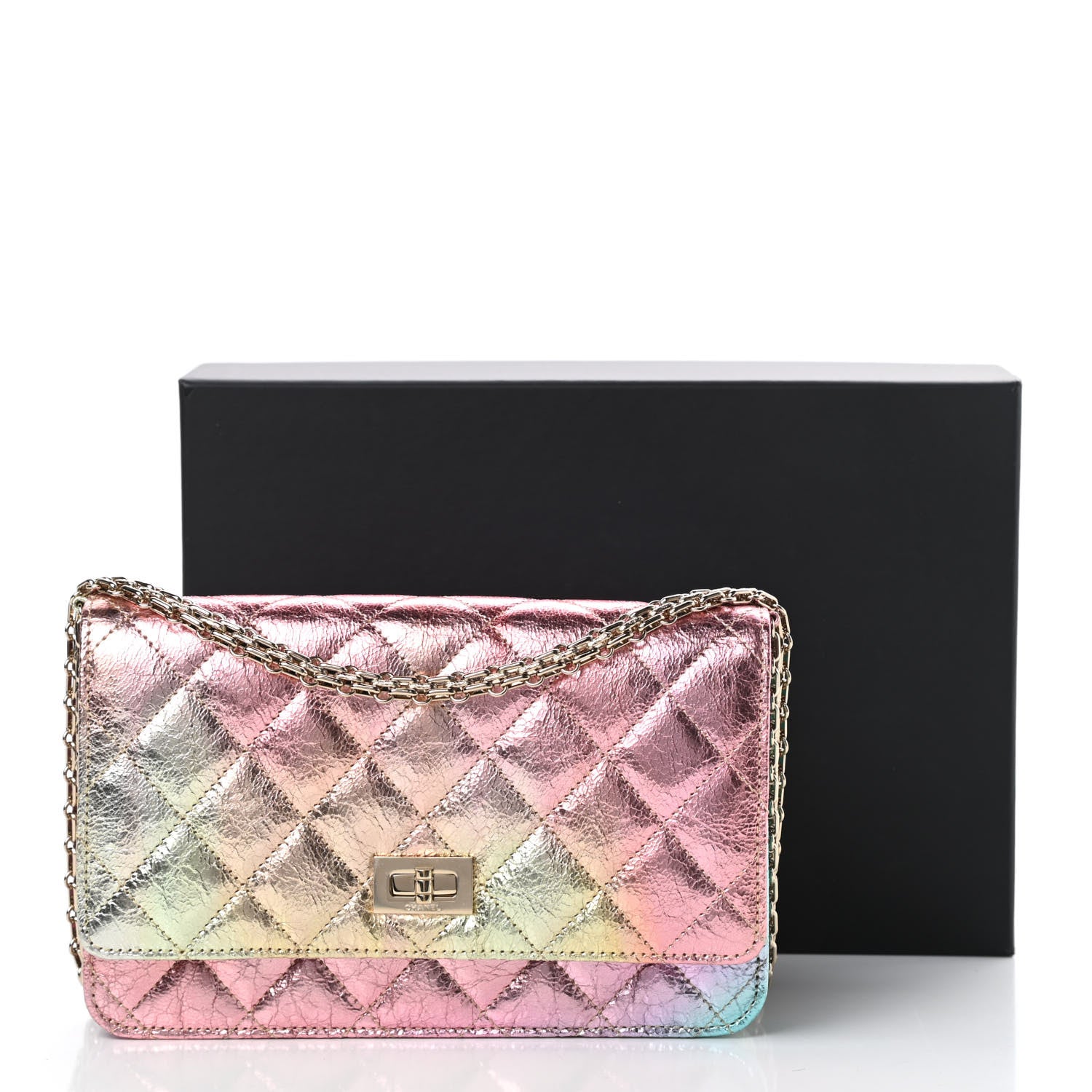Chanel Metallic Goatskin Quilted 2.55 Reissue Wallet on Chain WOC Multicolor 12 of 12