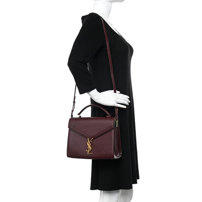 Saint Laurent Grain de Poudre Medium Classic Monogram Cassandra Top Handle Rouge Legion 2 of 14