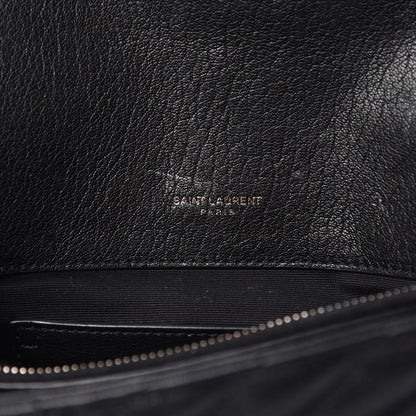 Saint Laurent Sheepskin Matelasse Chevron Monogram Medium College Bag Black 7 of 10
