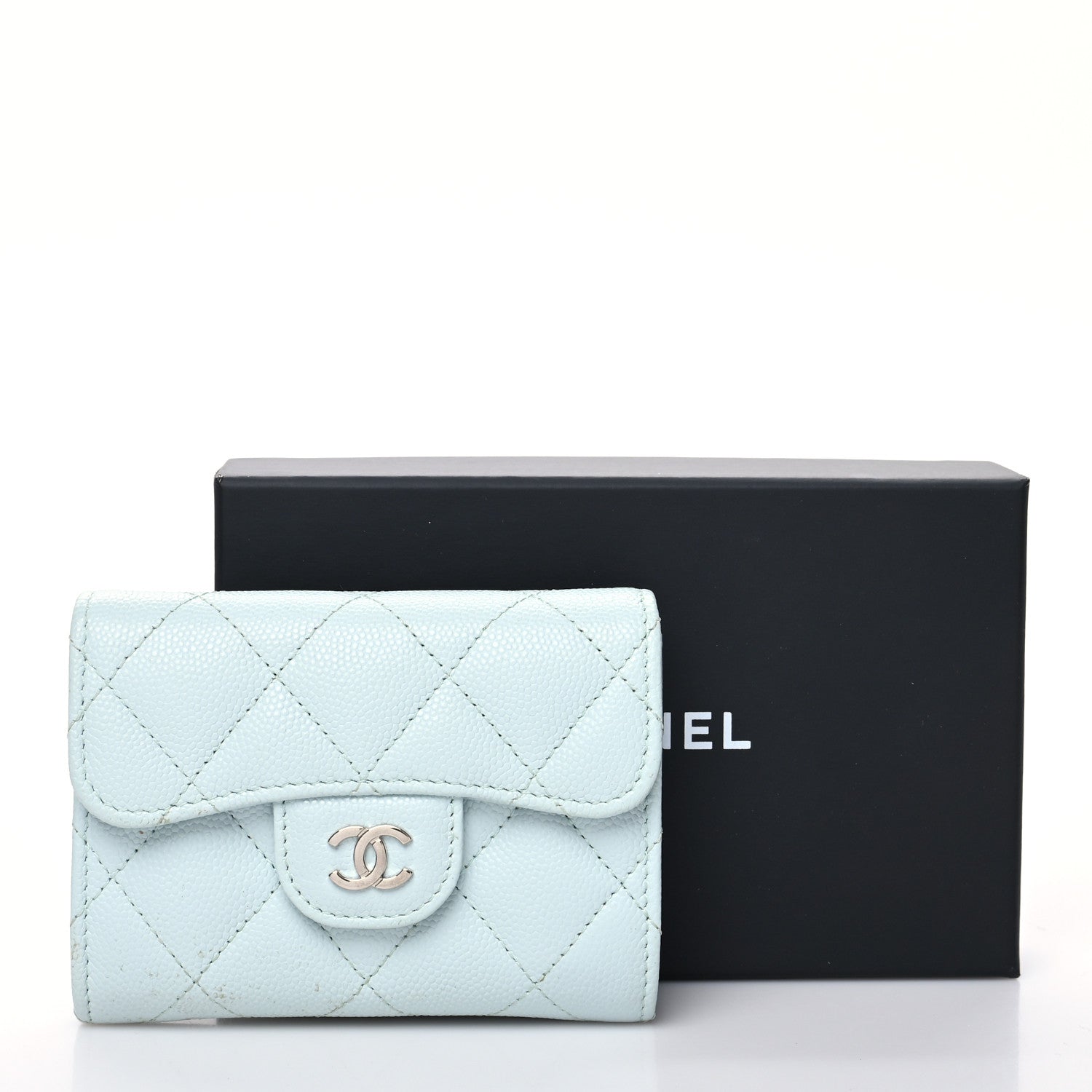 Chanel Caviar Quilted Flap Card Holder Wallet Light Blue 14 of 14
