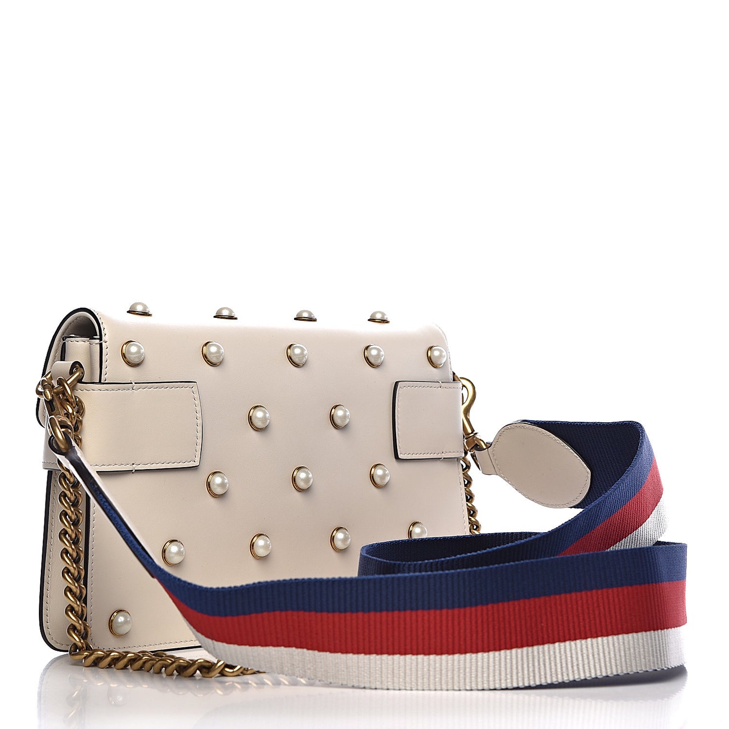 Nappa Pearl Studded Mini Queen Margaret Broadway Shoulder Bag Mystic White