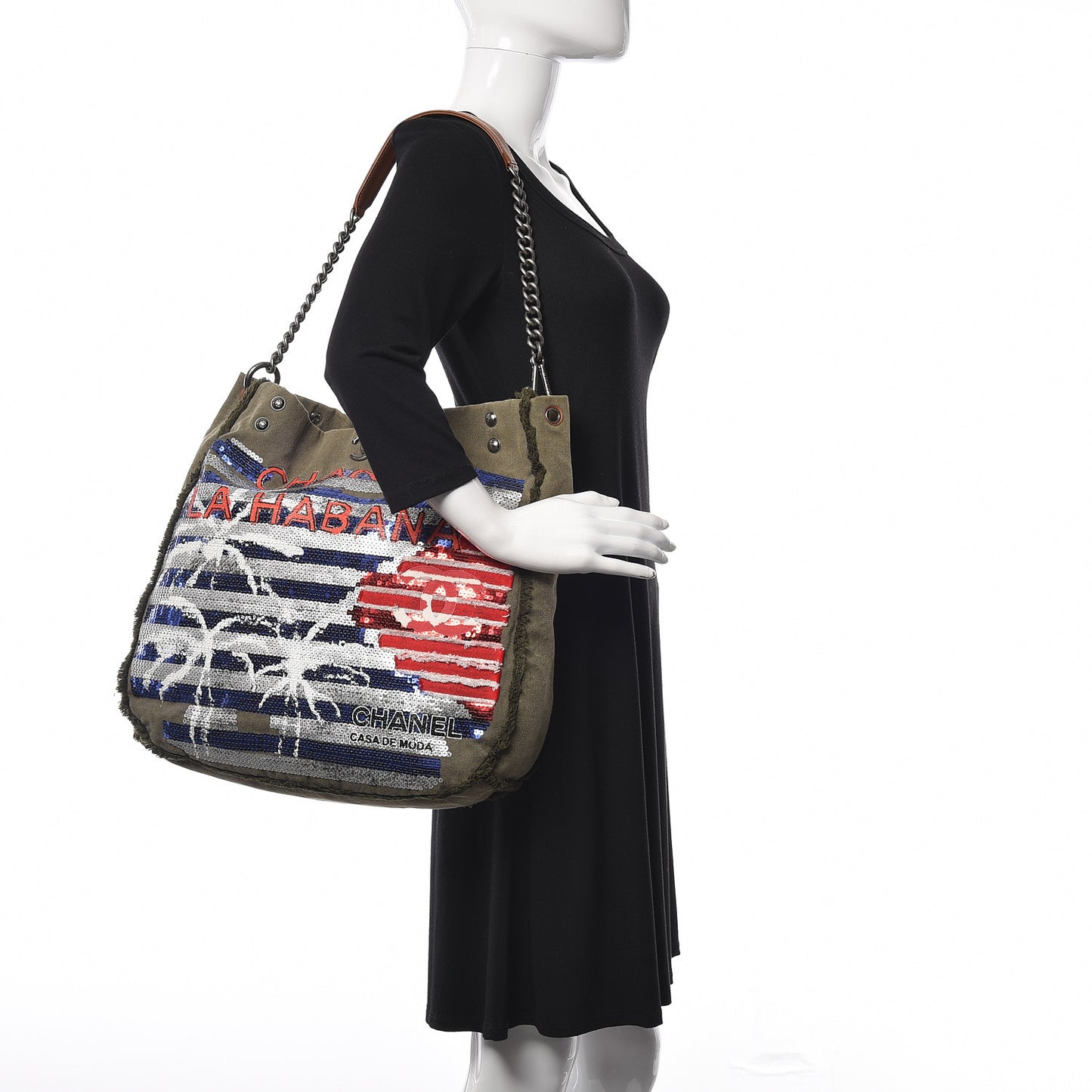 Canvas Sequins Cubano Trip Hobo Khaki