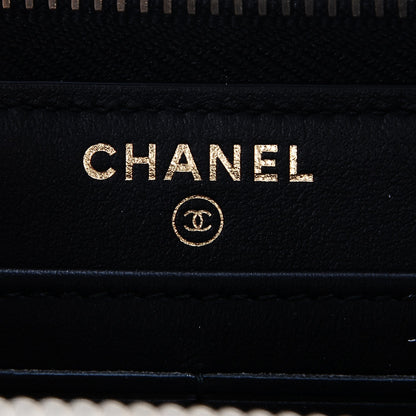 Chanel Crackled Patent Calfskin Zip Around Large Gusset Wallet With Pearl Chain Black 9 of 11