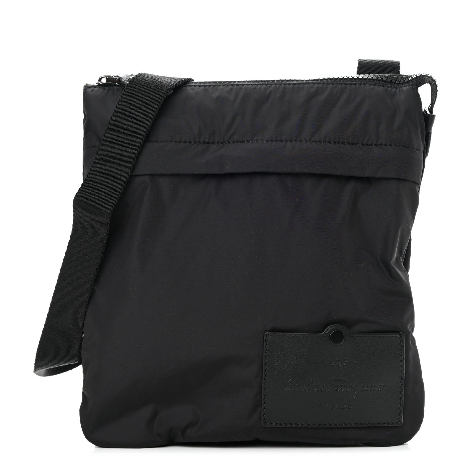 Salvatore Ferragamo Nylon Messenger Black Tuscan Olive 1 of 12