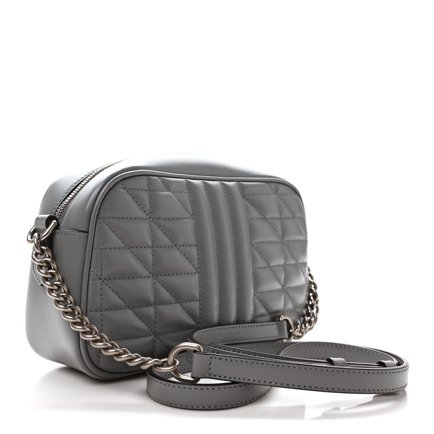 Gucci Calfskin Matelasse Aria Small GG Marmont Chain Shoulder Bag Deep Grey 4 of 11