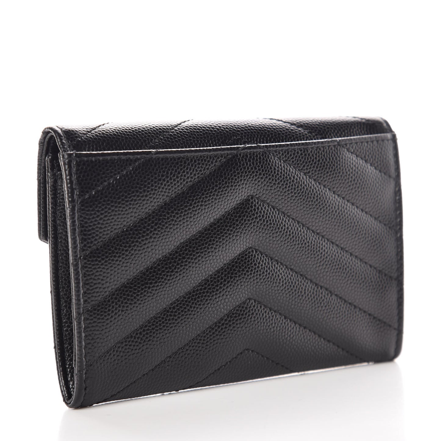 Grain De Poudre Matelasse Chevron Small Monogram Envelope Wallet Black