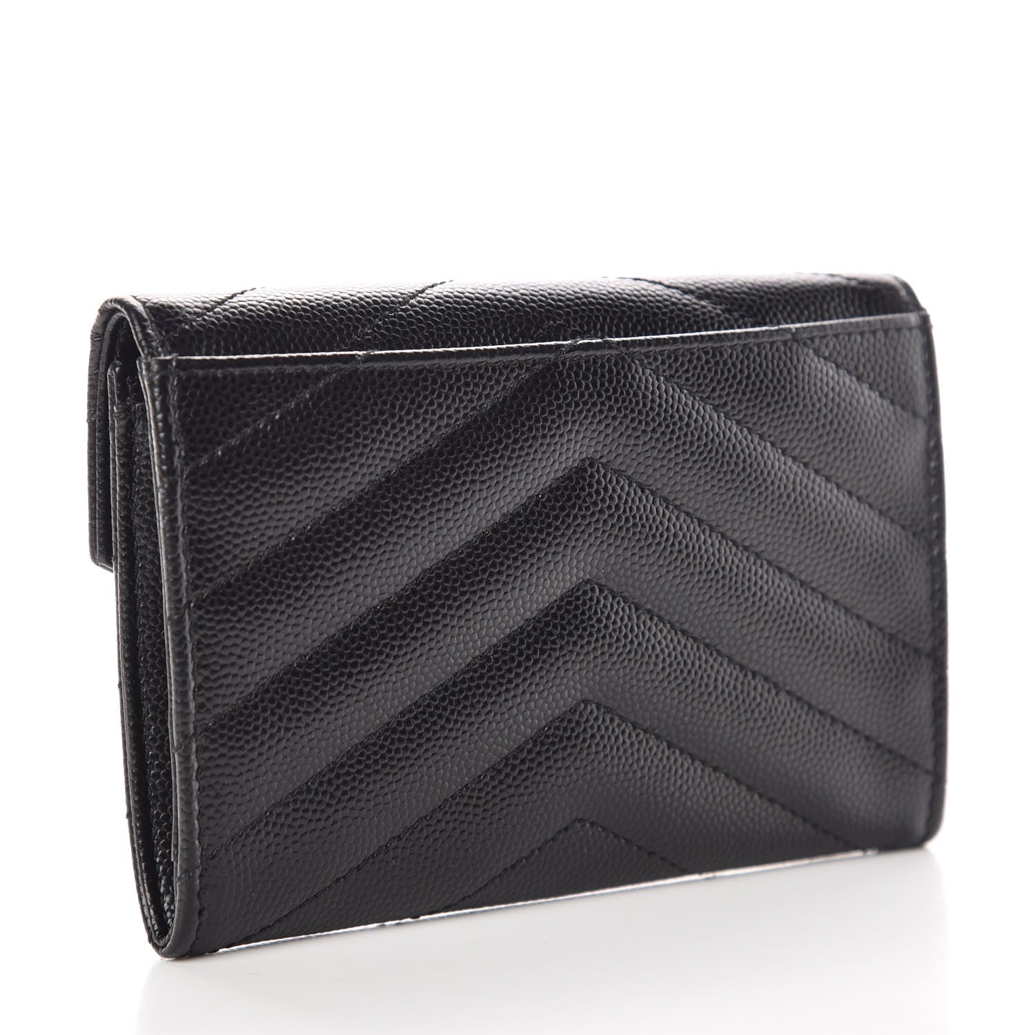 Saint Laurent Grain De Poudre Matelasse Chevron Small Monogram Envelope Wallet Black 3 of 10
