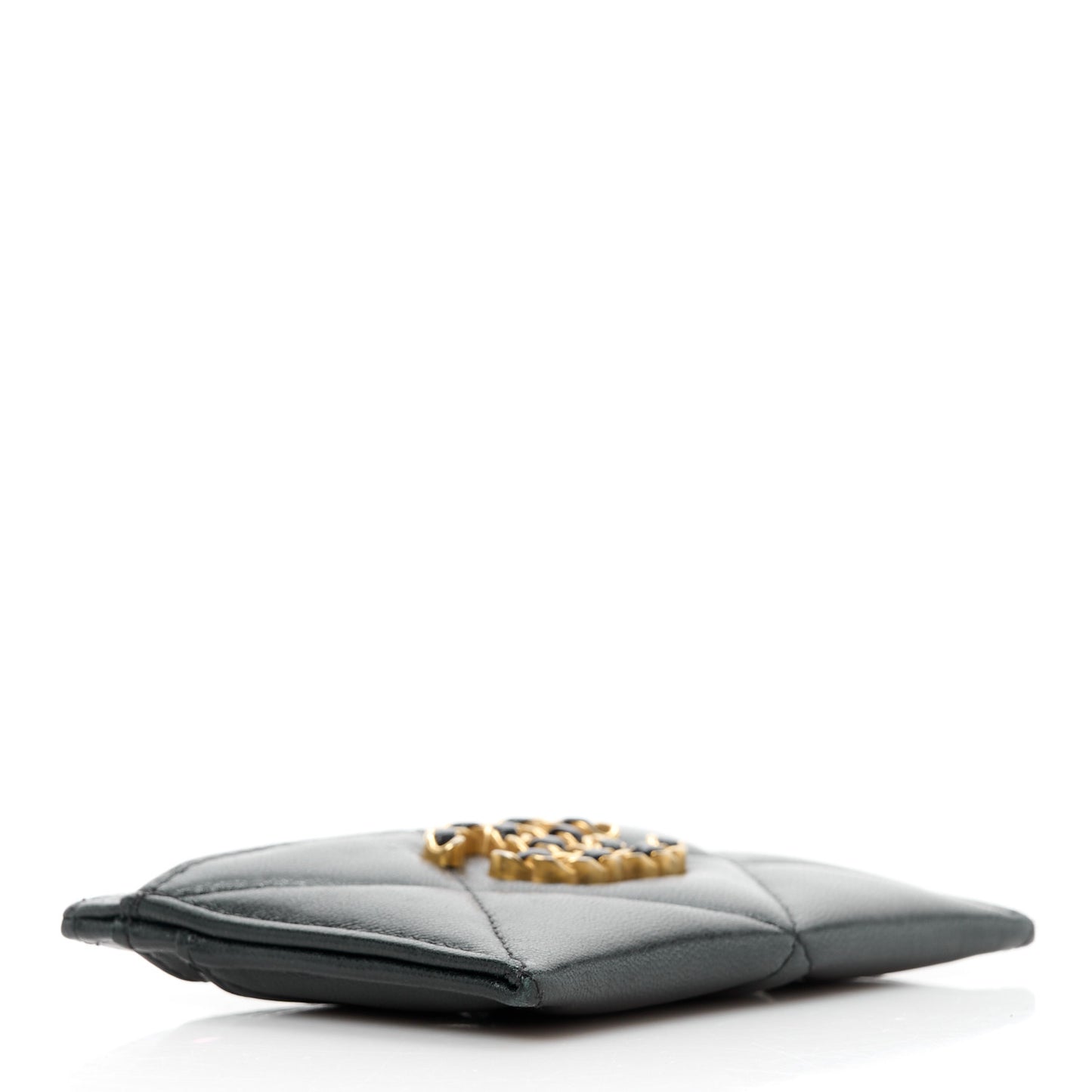 Lambskin Quilted Chanel 19 Card Holder Black
