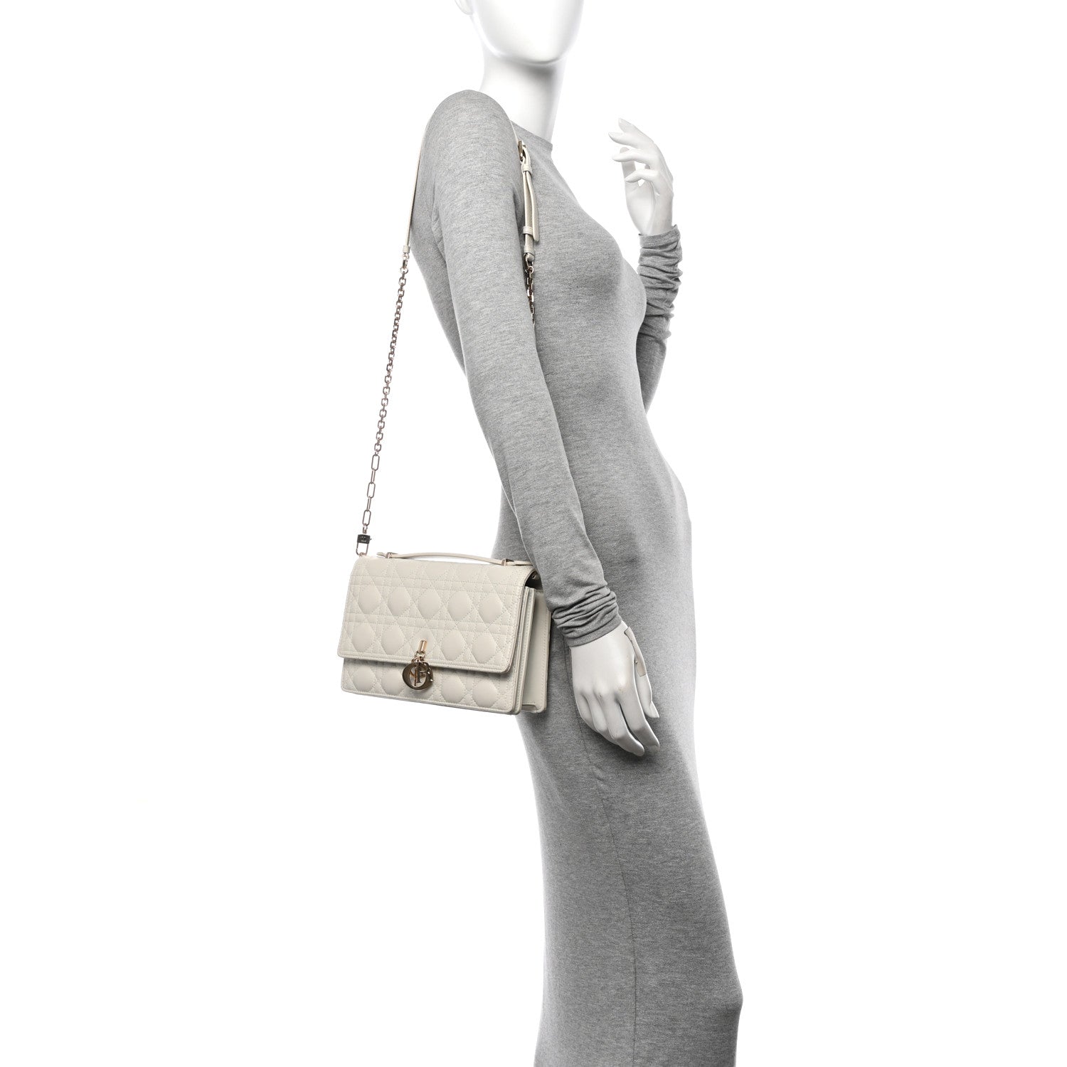 Christian Dior Lambskin Cannage My Dior Top Handle Bag White 2 of 13