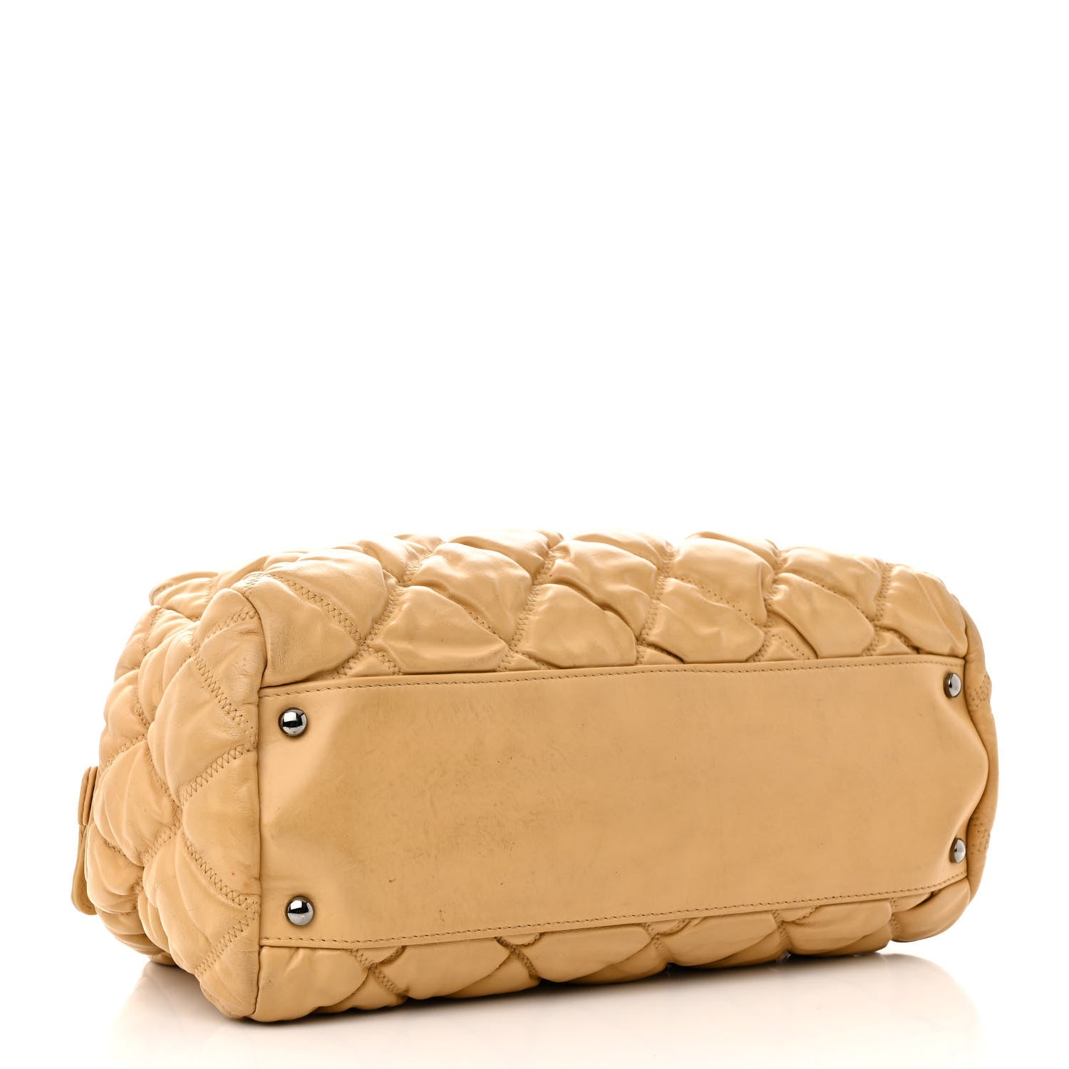 Chanel Lambskin Bubble Quilt Bowler Beige 4 of 12