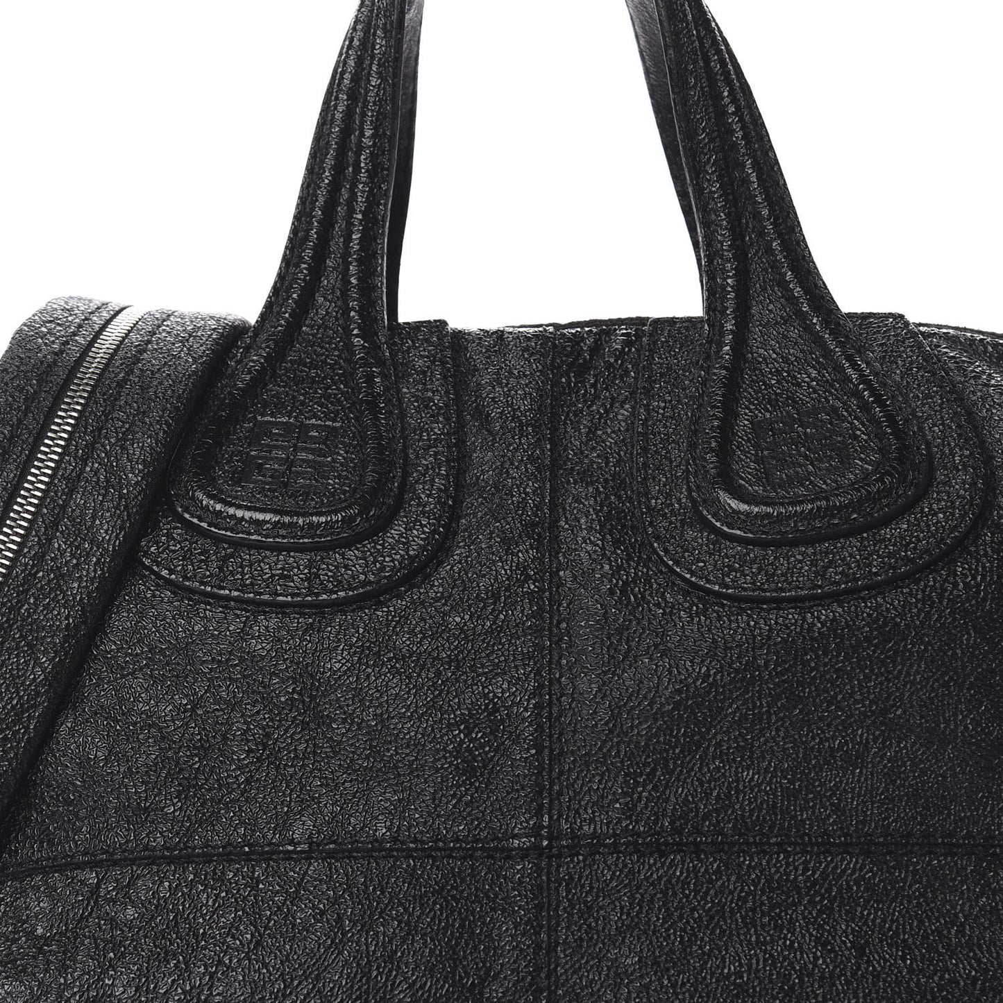 Glazed Pebbled Calfskin Medium Nightingale Black
