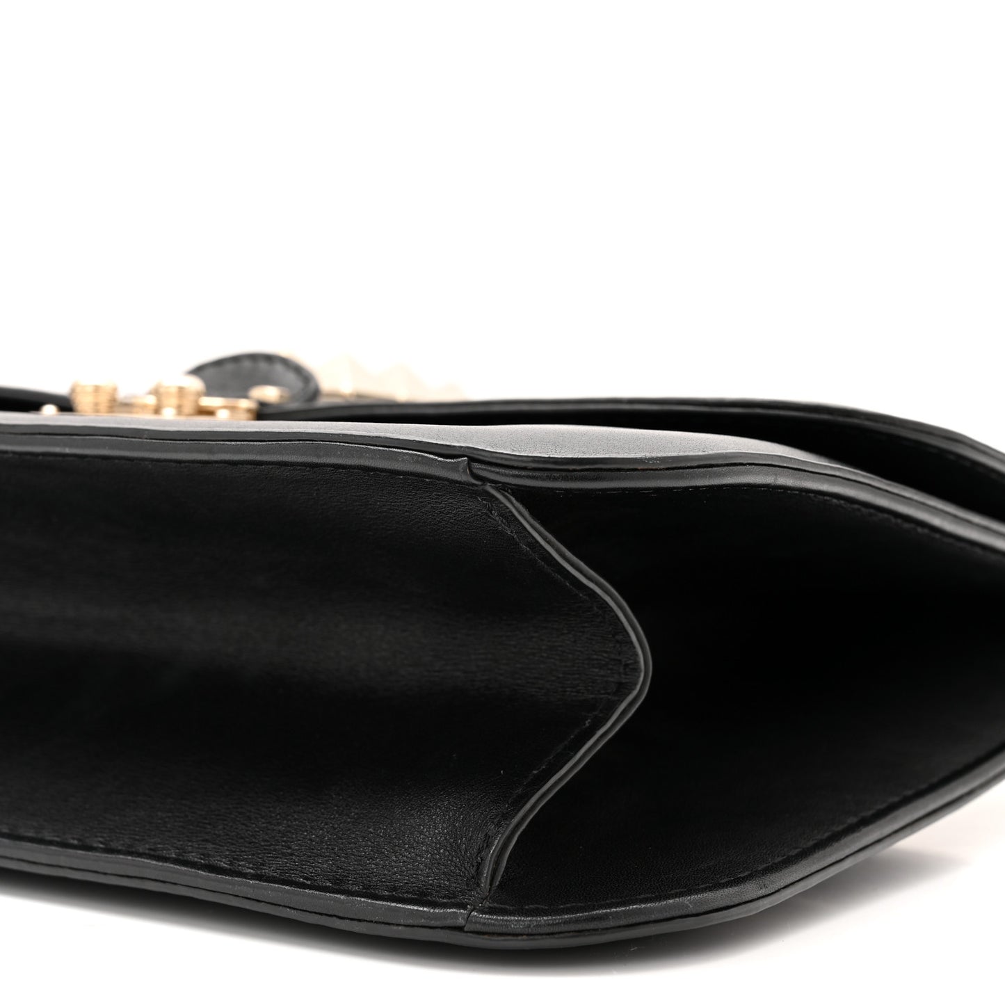 Vitello Large Glam Lock Rockstud Flap Black