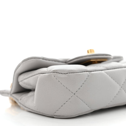 Chanel Calfskin Quilted Lady Handle Flap Card Holder With Chain Grey 10 of 12