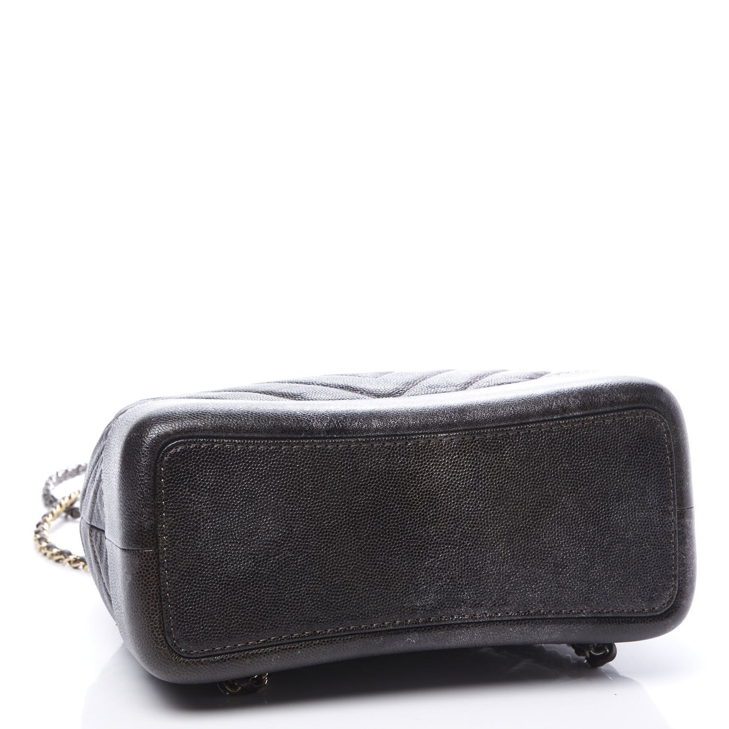 Metallic Grained Goatskin Chevron Quilted Gabrielle Backpack Dark Silver Gold