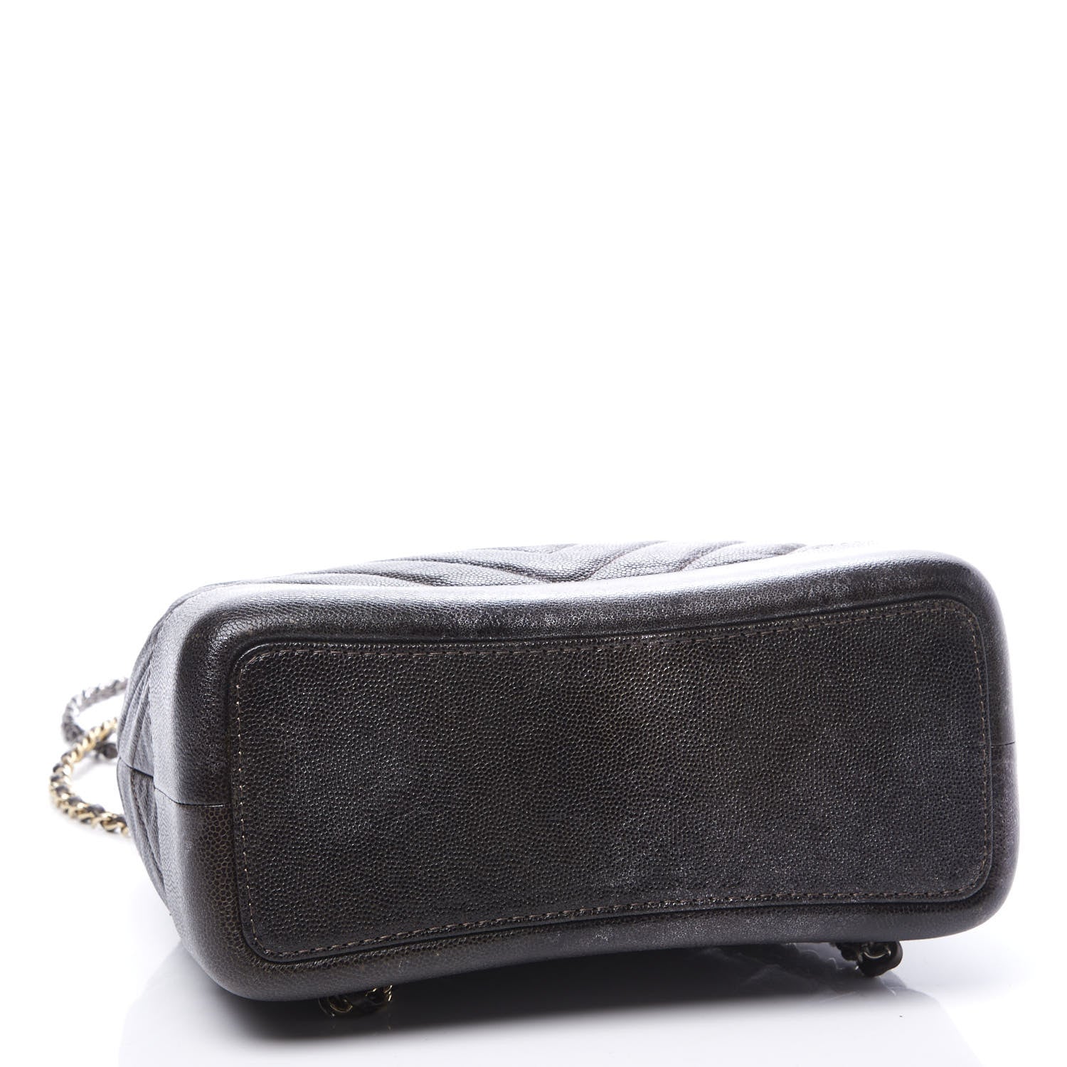 Chanel Metallic Grained Goatskin Chevron Quilted Gabrielle Backpack Dark Silver Gold 3 of 10
