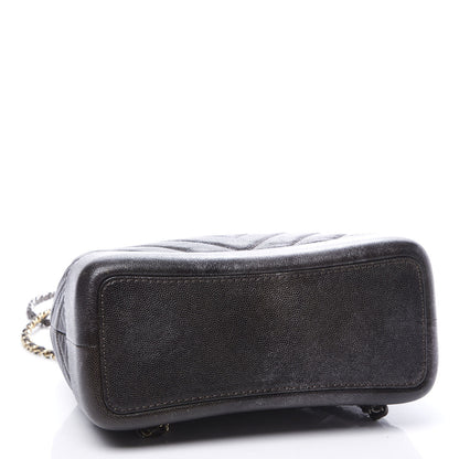 Chanel Metallic Grained Goatskin Chevron Quilted Gabrielle Backpack Dark Silver Gold 3 of 10