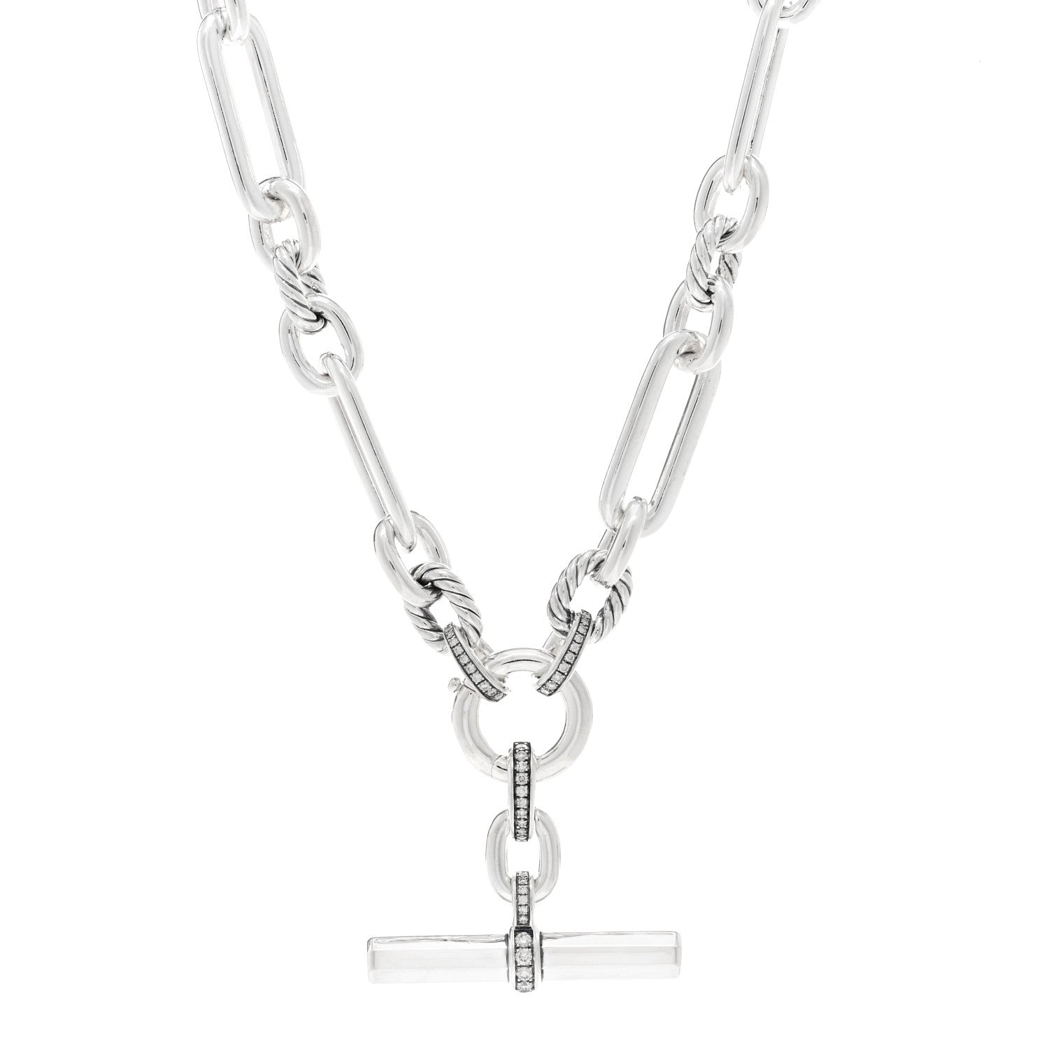 David Yurman Sterling Silver Diamond Lexington Chain Necklace 1 of 4