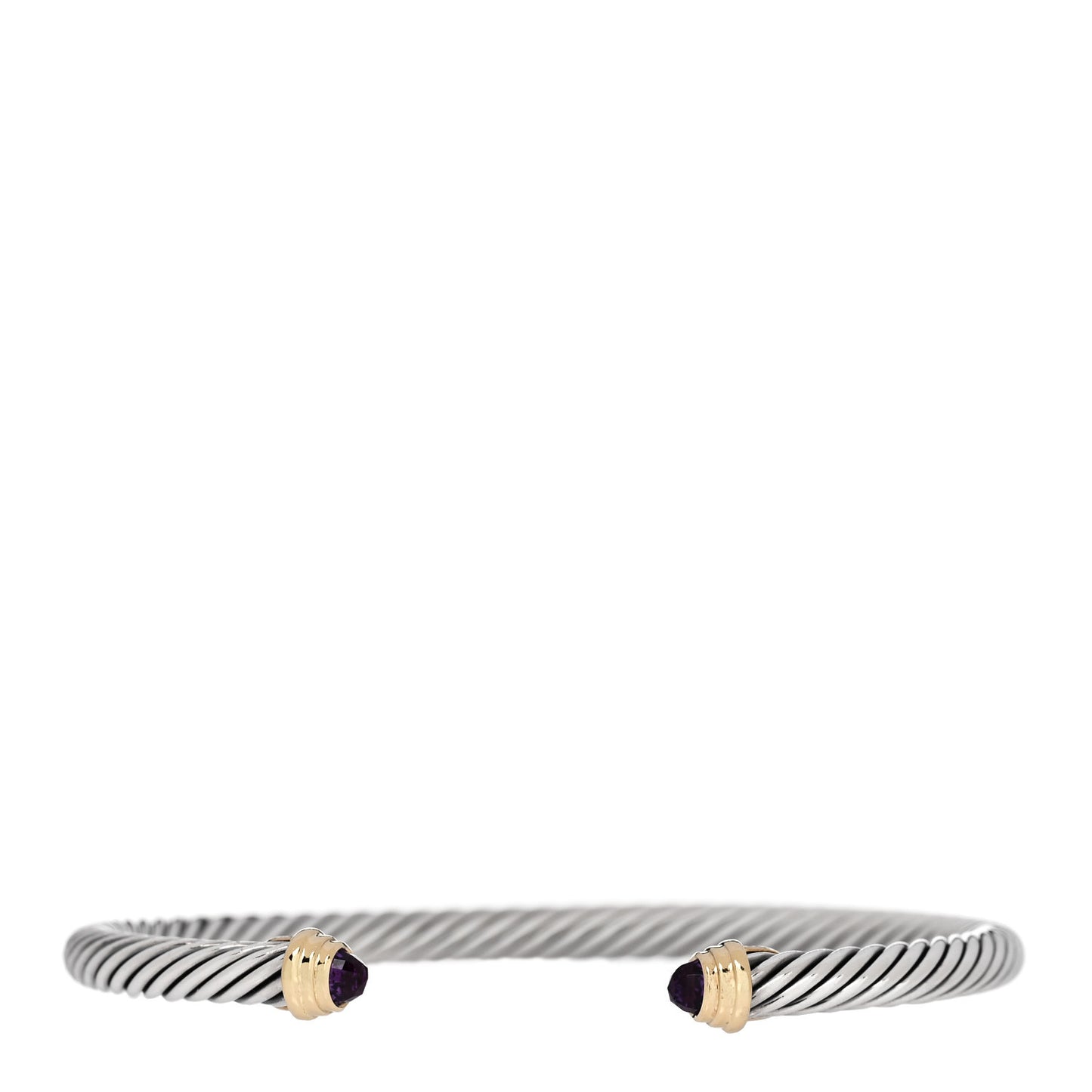 Sterling Silver 18K Yellow Gold Amethyst 4mm Cable Kids Bracelet