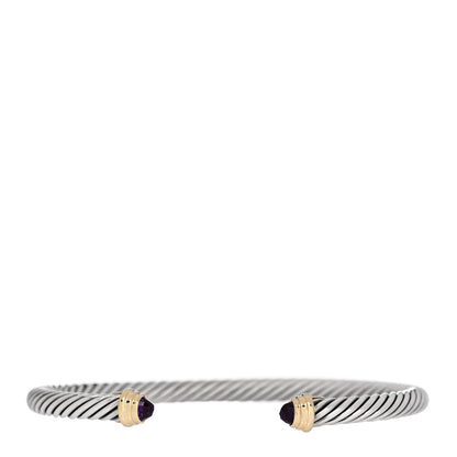 David Yurman Sterling Silver 18K Yellow Gold Amethyst 4mm Cable Kids Bracelet 1 of 3