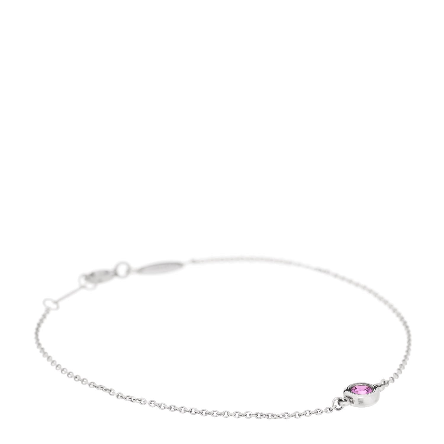 Tiffany Sterling Silver Pink Sapphire Elsa Peretti Color By The Yard Bracelet 1 of 4