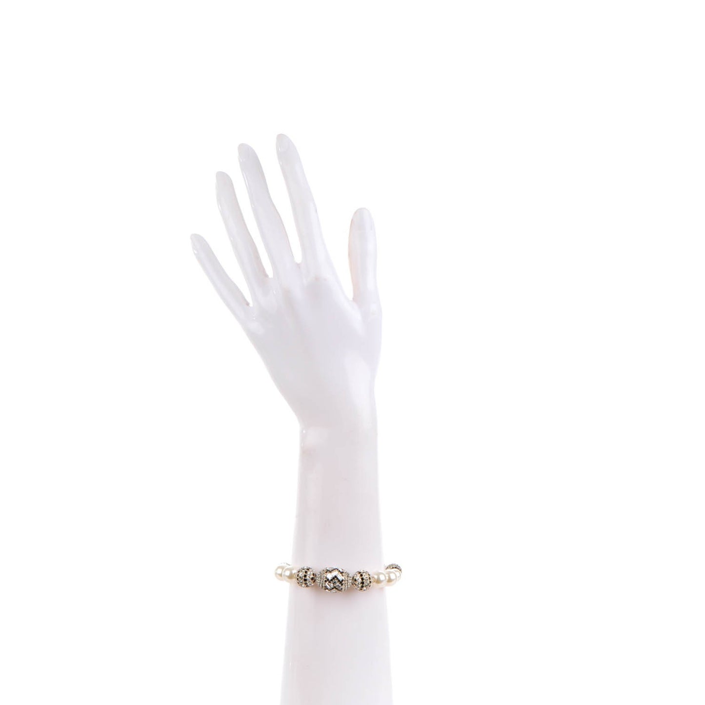 Crystal Pearl CC Bracelet Black Gold