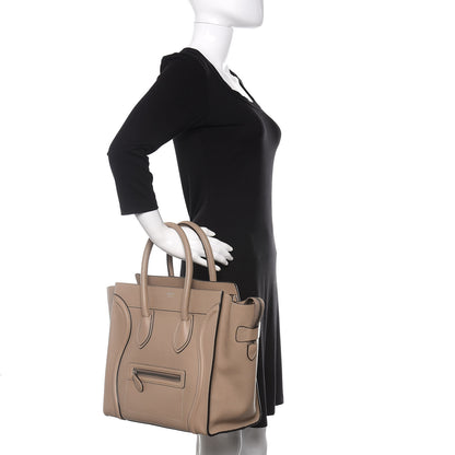 Celine Drummed Calfskin Mini Luggage Dune 2 of 10