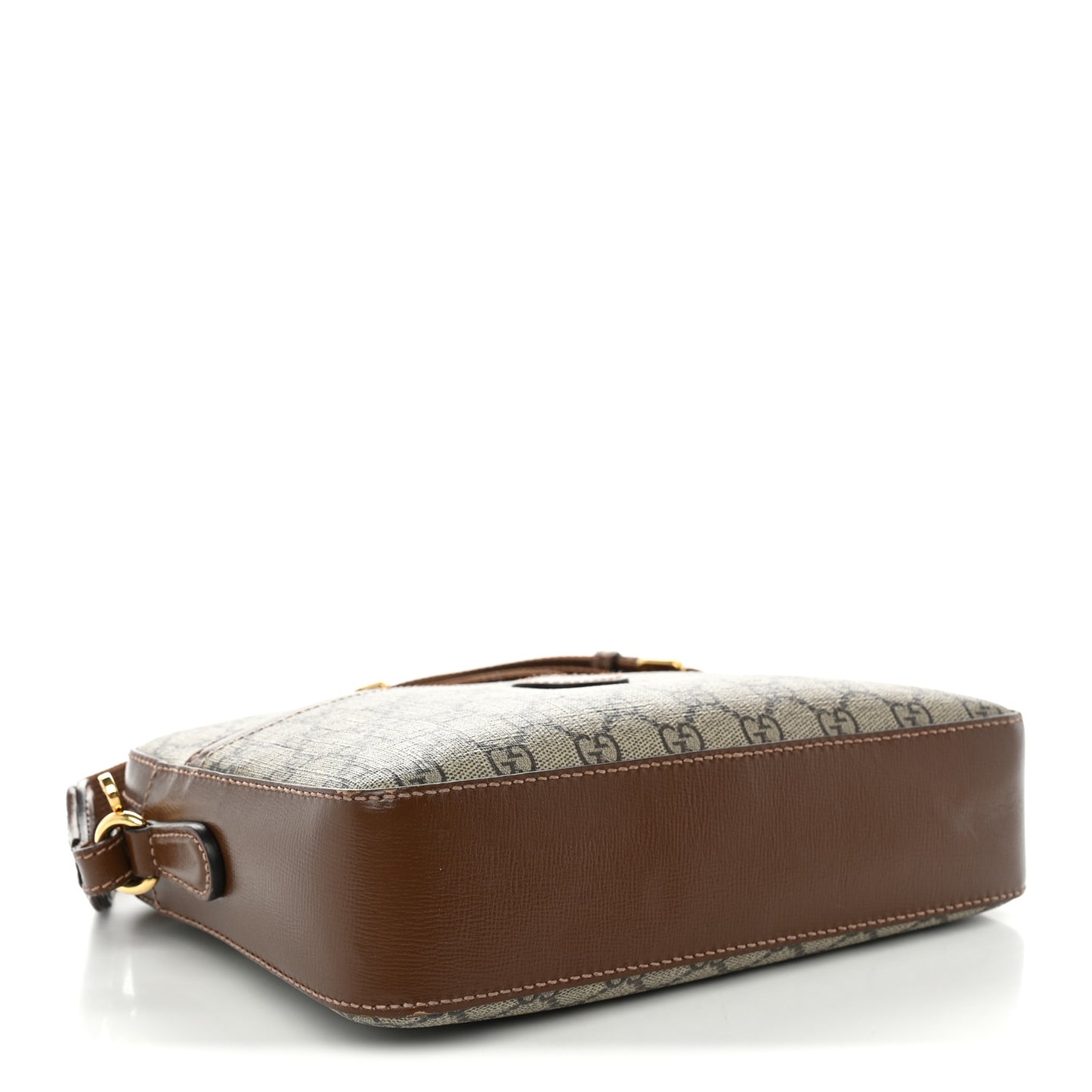GG Supreme Monogram Azalea Calfskin Retro Interlocking G Messenger Shoulder Bag Beige Ebony Brown Sugar