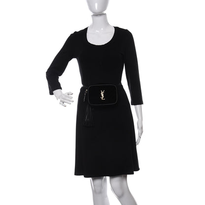 Saint Laurent Velour Matelasse Monogram Lou Belt Bag Black 2 of 11