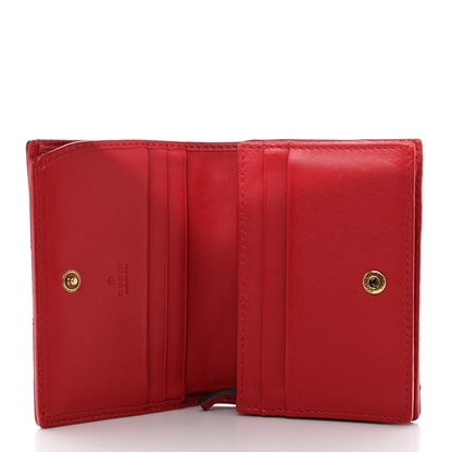 Gucci Calfskin Matelasse GG Marmont Card Case Wallet Hibiscus Red 5 of 8