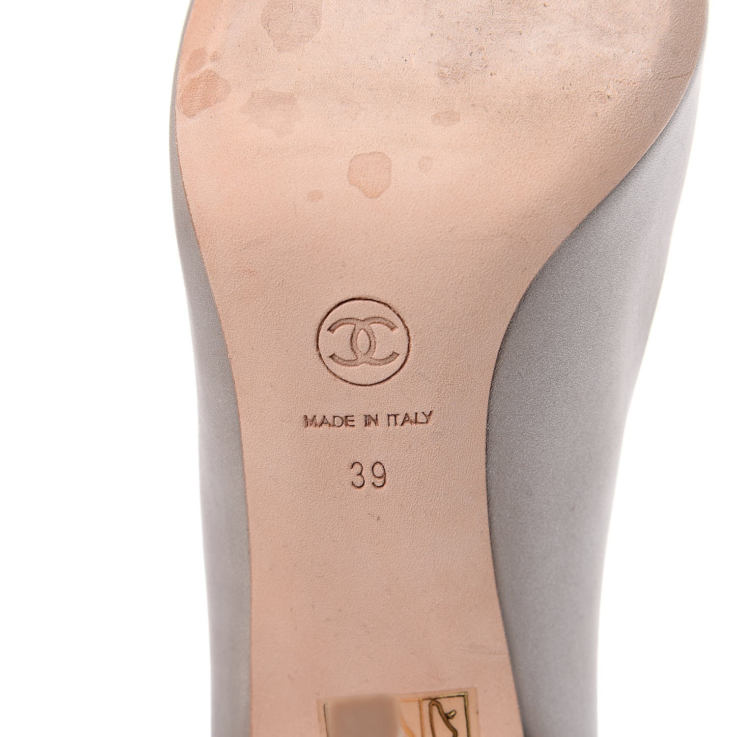 Chanel Lambskin CC Peep Toe Pumps 39 Beige 8 of 10