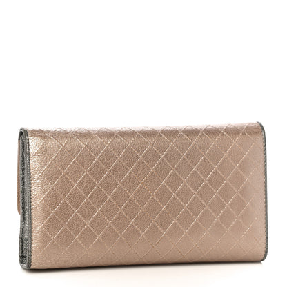 Chanel Metallic Calfskin Diamond Stitched Flap Wallet Gold 3 of 21