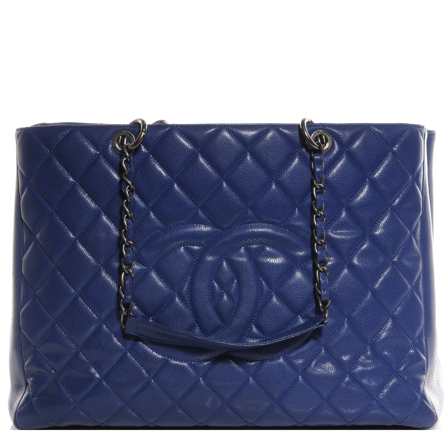 Glazed Caviar XL Grand Shopping Tote GST Royal Blue
