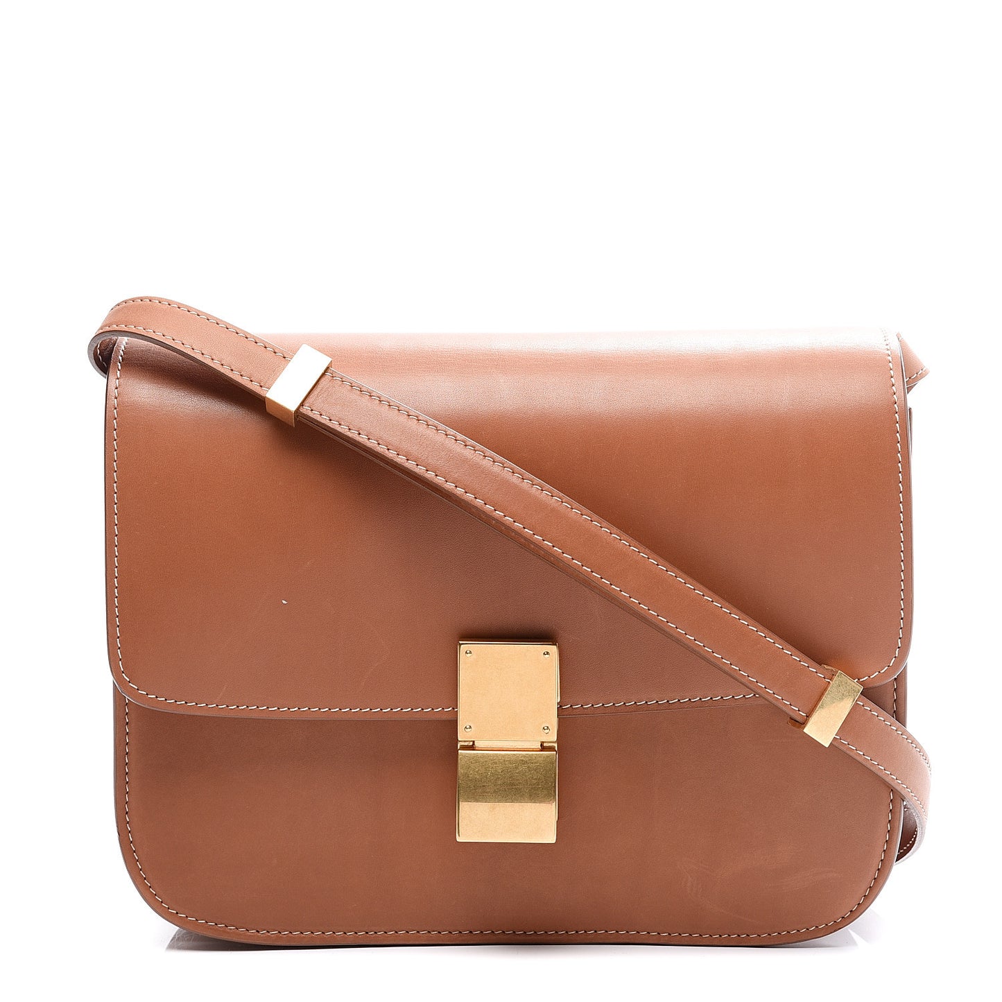 Smooth Calfskin Medium Classic Box Flap Bag Camel