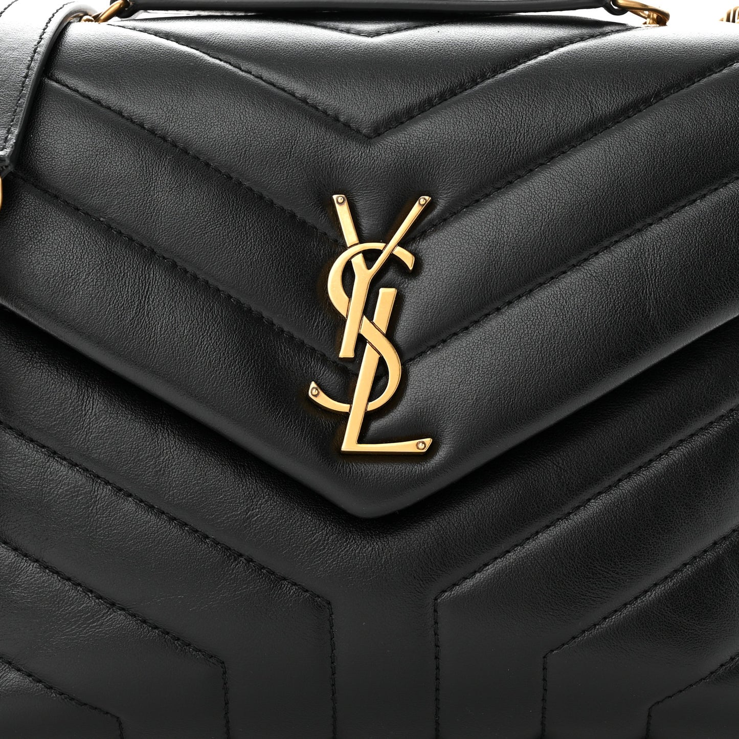 Calfskin Y Quilted Monogram Small Loulou Chain Satchel Black