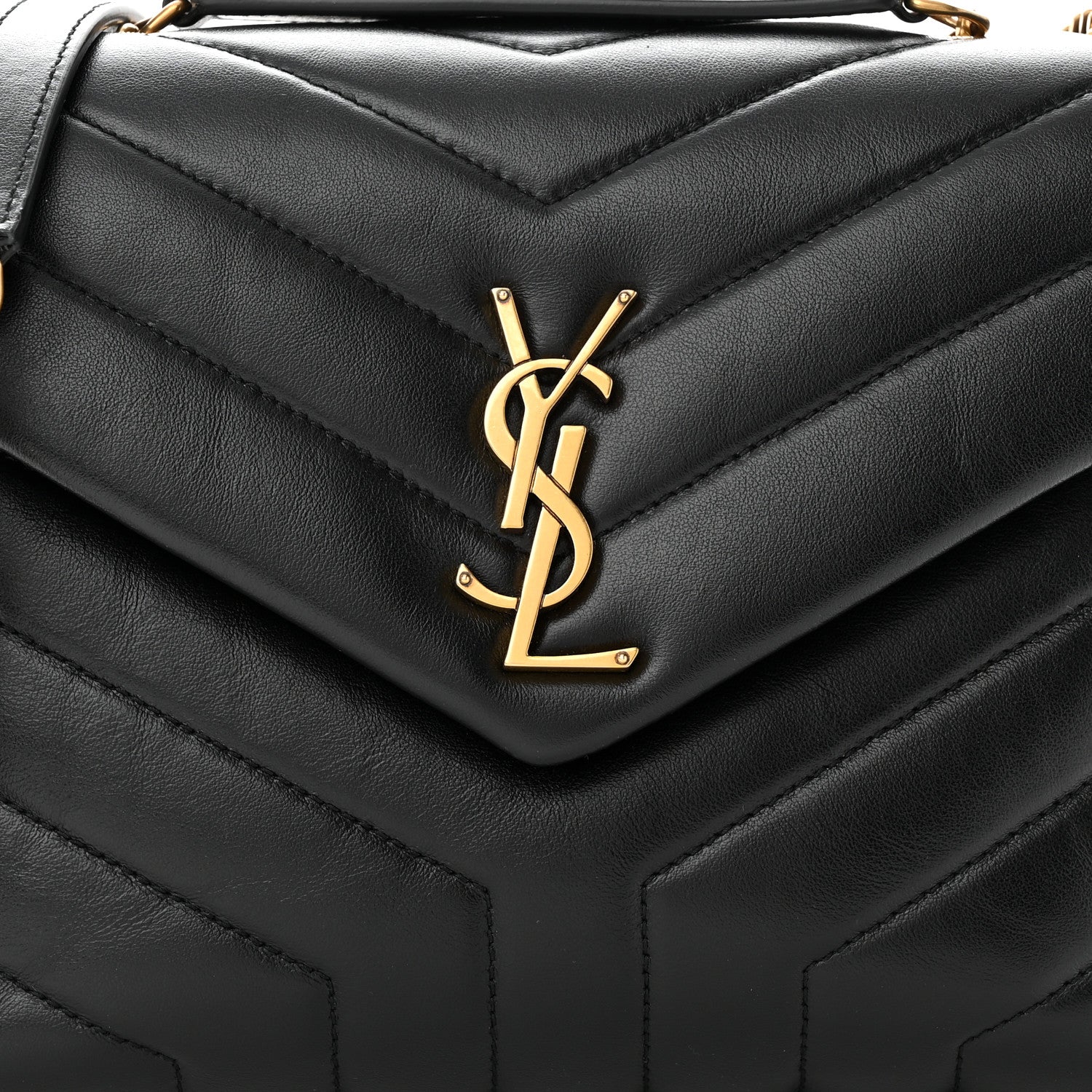 Saint Laurent Calfskin Y Quilted Monogram Small Loulou Chain Satchel Black 7 of 9