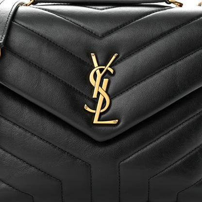 Saint Laurent Calfskin Y Quilted Monogram Small Loulou Chain Satchel Black 7 of 9