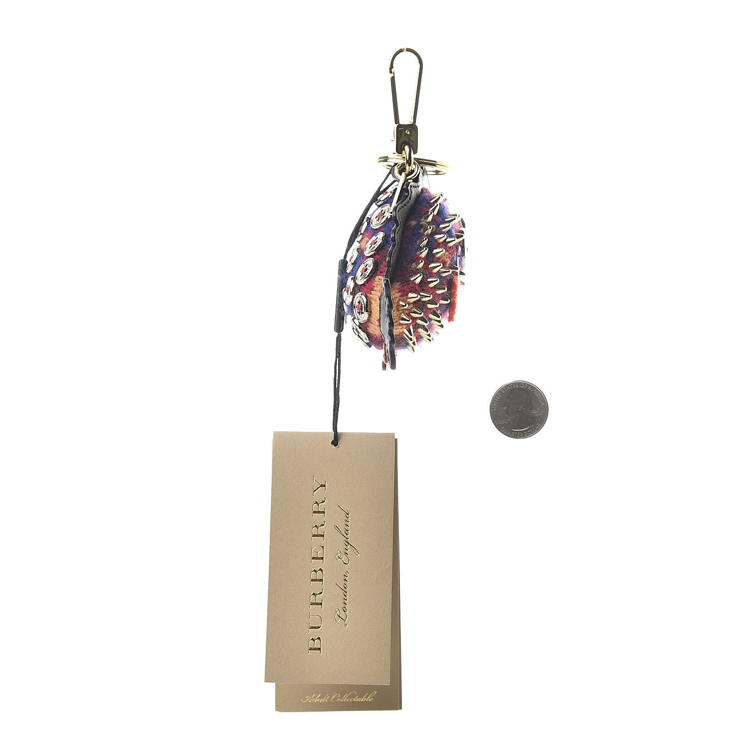 Burberry Calfskin Cashmere Studded Mabel Fish Bag Charm Bordeaux Multicolor 2 of 4