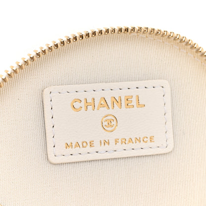 Chanel Lambskin Quilted Round Small Vanity Case With Chain White Black 6 of 12