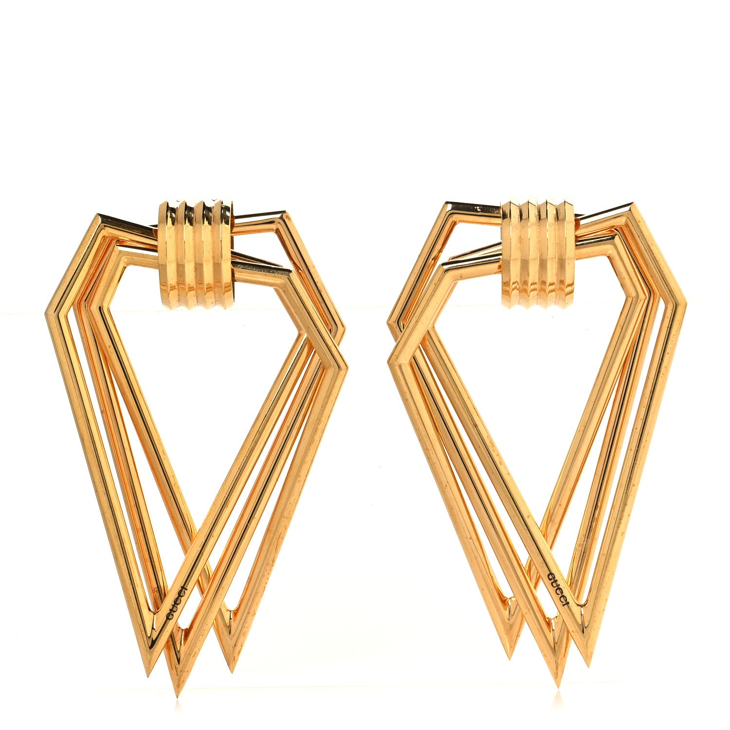 Gucci Metal Geometric Clip On Earrings Gold 1 of 6