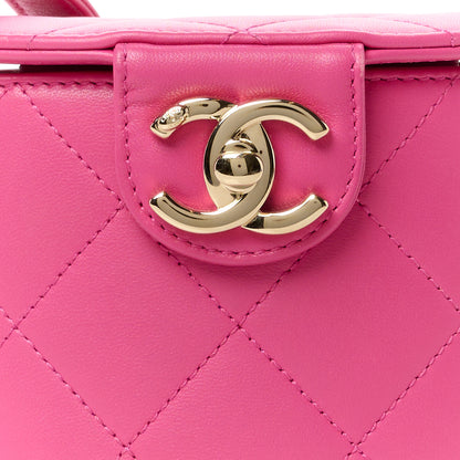 Chanel Lambskin Resin Elegant Chain Vanity Case Dark Pink 11 of 16