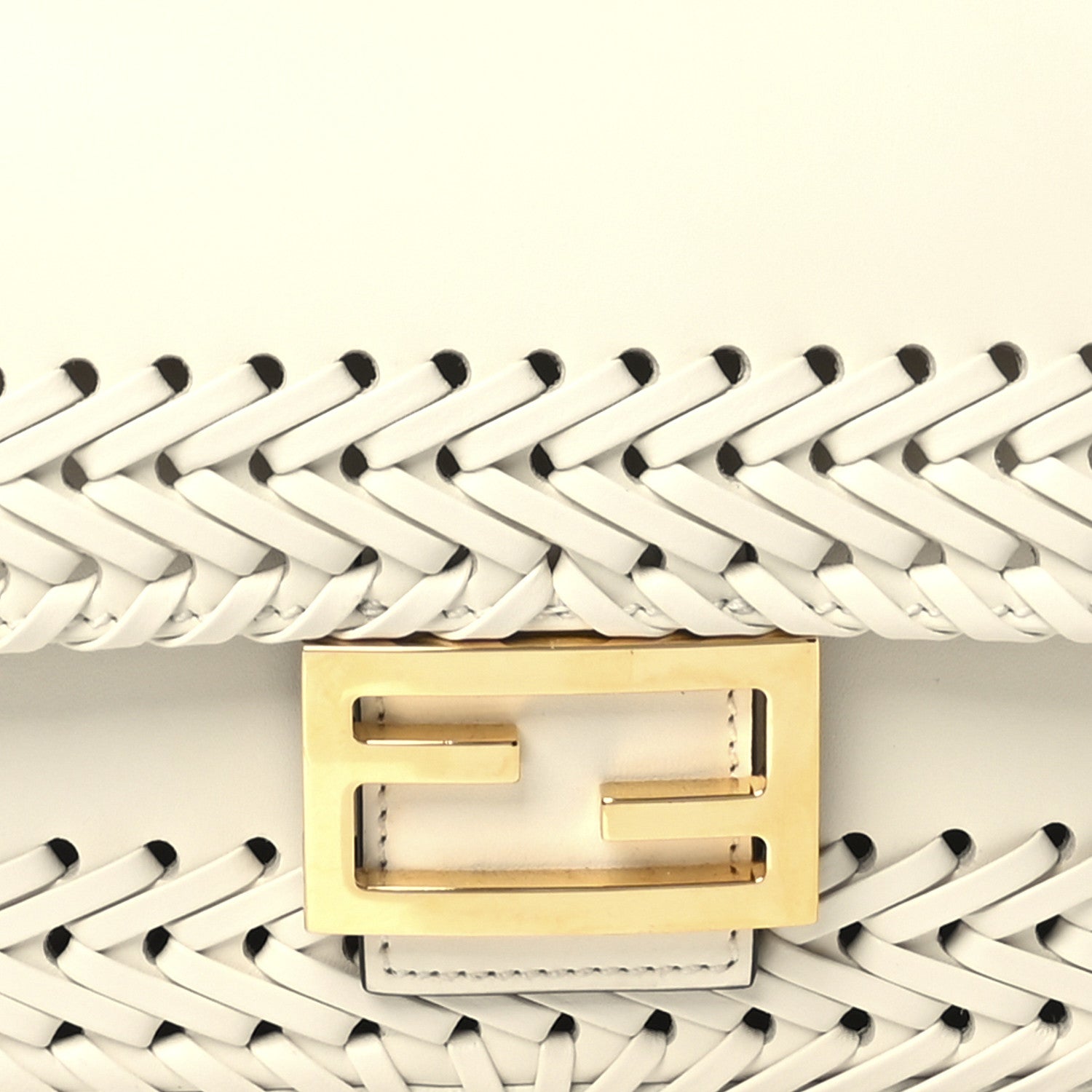 Fendi Vitello King Ceylon Woven Baguette White Ice 8 of 10